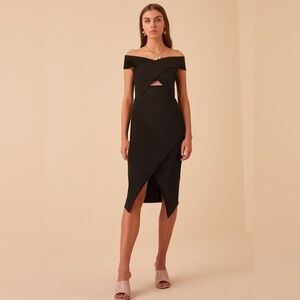 New! Finders Keepers Destination Off-the-Shoulder Black Dress